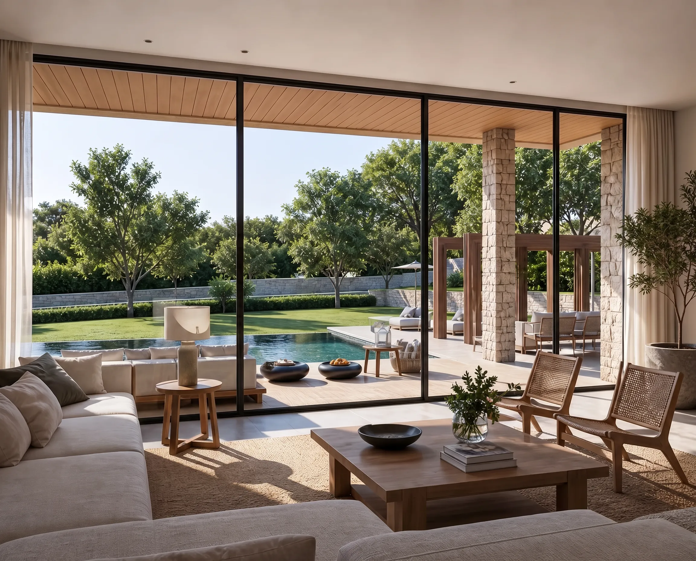 Casa Lumen — Salón con vistas al jardín